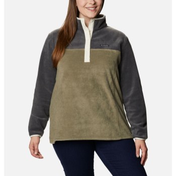 Columbia Benton Springs Half Snap Plus Size, Pullover Grises Oscuro Verdes Para Mujer | 720496-QJL